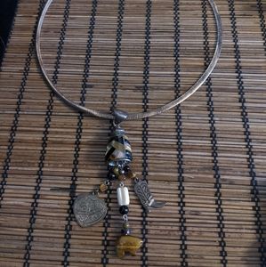 Sterling Silver and Tigers Eye Charm Necklace